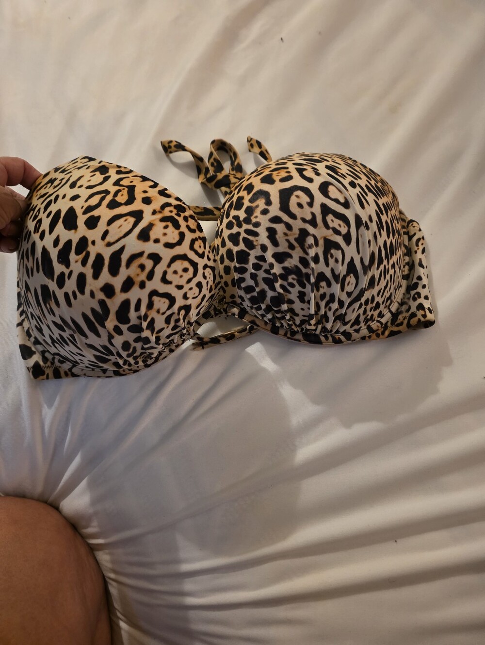 Victoria's Secret Leopard Print Push-Up Bikini Top - Beige & Black